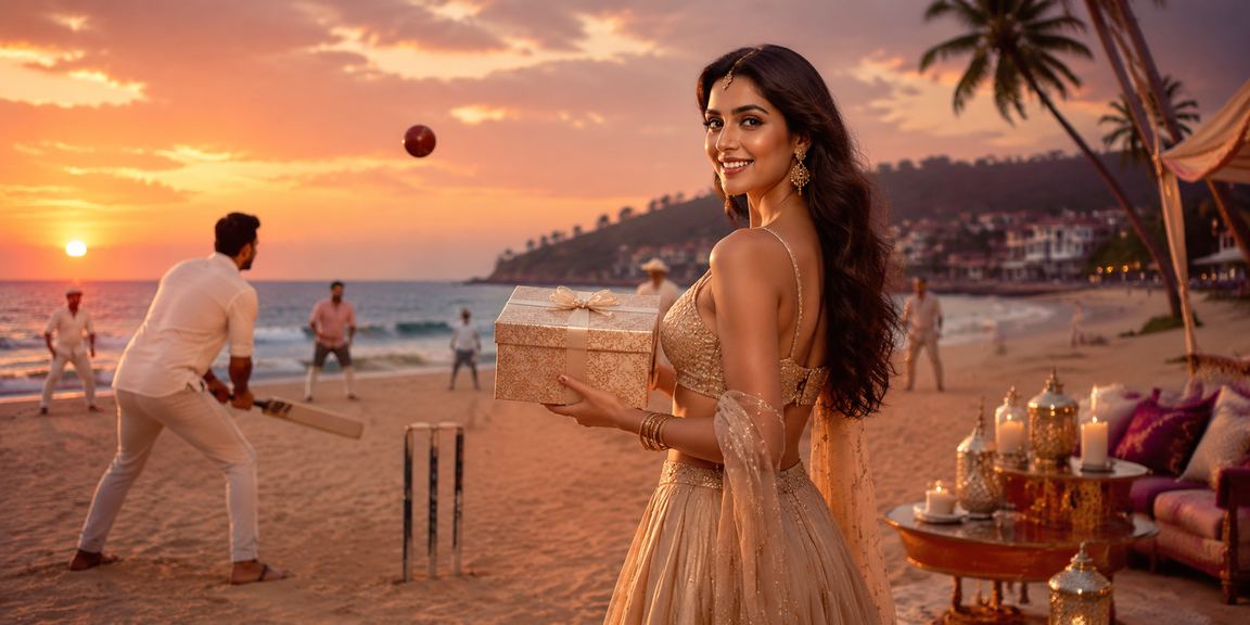 Beach cricket match in Goa with Bollywood theme and online betting experience